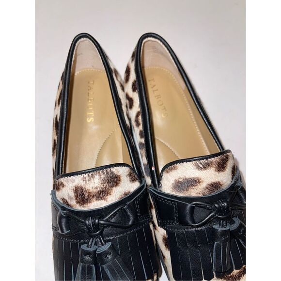 TALBOTS LAURA TASSEL CALF HAIR LOAFERS - SNOW LEOPARD Size 7 A12 - Picture 2 of 7